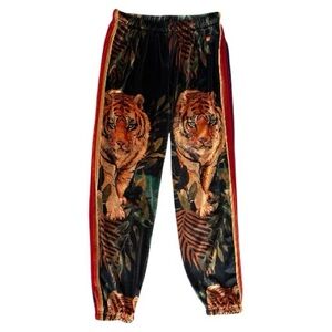 Aviator Nation RARE Jungle Tiger Velvet Joggers Size Medium